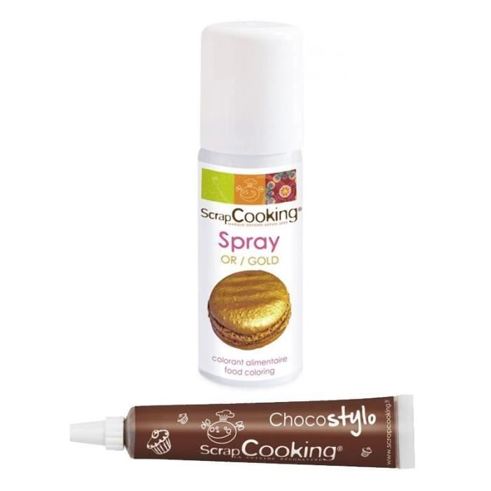 Mini spray colorant alimentaire 50 ml Doré + 1 Stylo chocolat