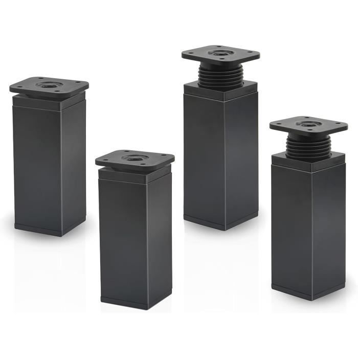 Cuba Grande Lot De 4 Pieds De Meuble Carrés Avec Patins En