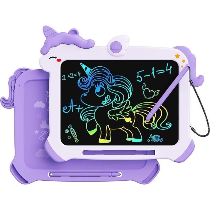 Tablette d'écriture LCD de 25,4 cm avec fonction de verrouillage, effaçable, portable, jouet éducatif licorne, cadeau pour filles de 3, 4, 5, 6, 7, 8, 9 ans (blanc Tablette d'écriture LCD de 25,4 cm avec fonction de verrouillage, effaçable, portable, jouet éducatif licorne, cadeau pour filles de 3, 4, 5, 6, 7, 8, 9 ans (blanc