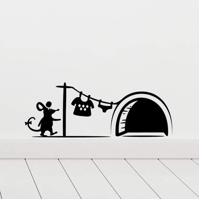 Mural en vinyle motif trou de souris pour salon, chambre d