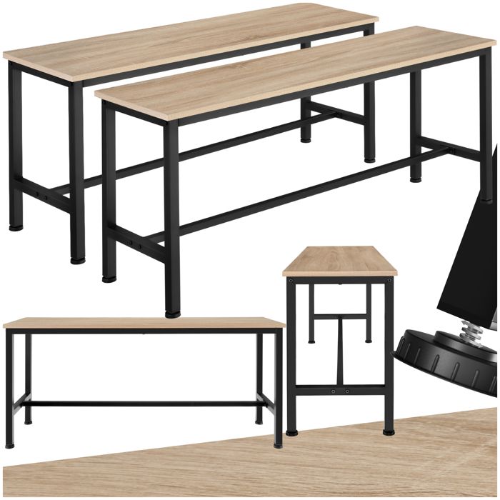 Banc - TECTAKE - Ensemble de 2 bancs FAIRFIELD en bois et acier au style industriel 108 x 32 5 x 50 cm - Bois clair Banc - TECTAKE - Ensemble de 2 bancs FAIRFIELD en bois et acier au style industriel 108 x 32 5 x 50 cm - Bois clair
