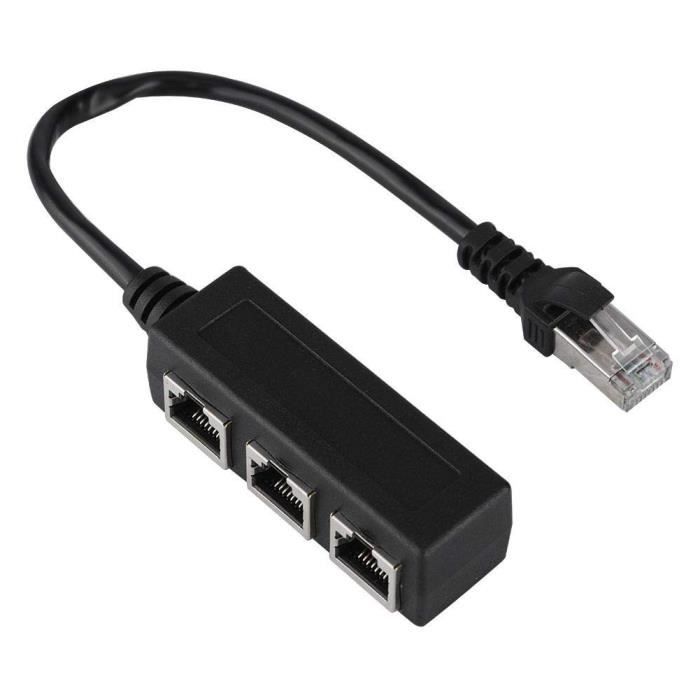 Sangcca Adaptateur RJ45 1 Port Mâle Vers 3 Ports Femelles, Câble