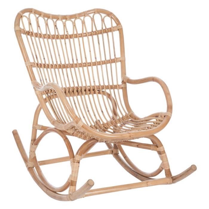 rocking chair rotin naturel - ricky - l 110 x l 66 x h 93 cm