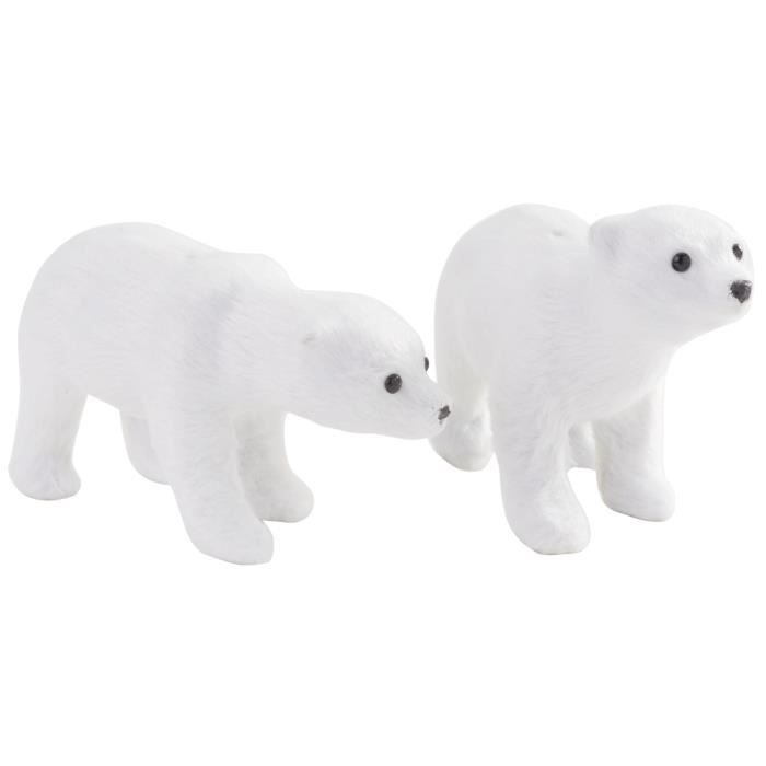 Lot De 10 Figurines Ours Polaires En Résine - Déco Arctique Pour Bureau, étagère - Blanc