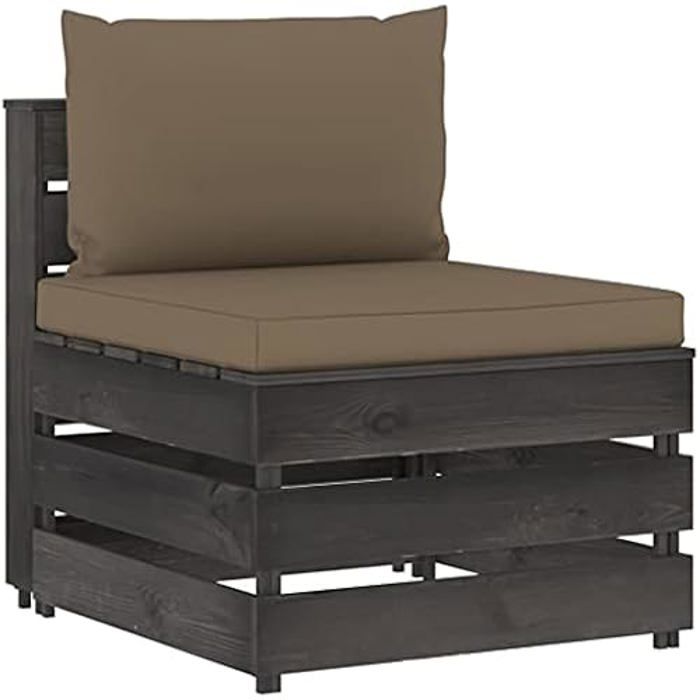 vidaXL Canapé central sectionnel Coussins bois - vue 3