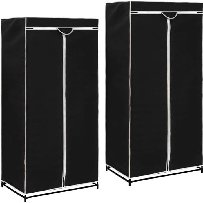 vidaXL 2 pcs Garde-robes Noir 75x50x160 cm