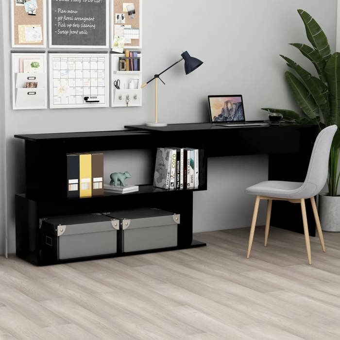 vidaXL Bureau dangle Noir 200x50x76 cm Aggloméré