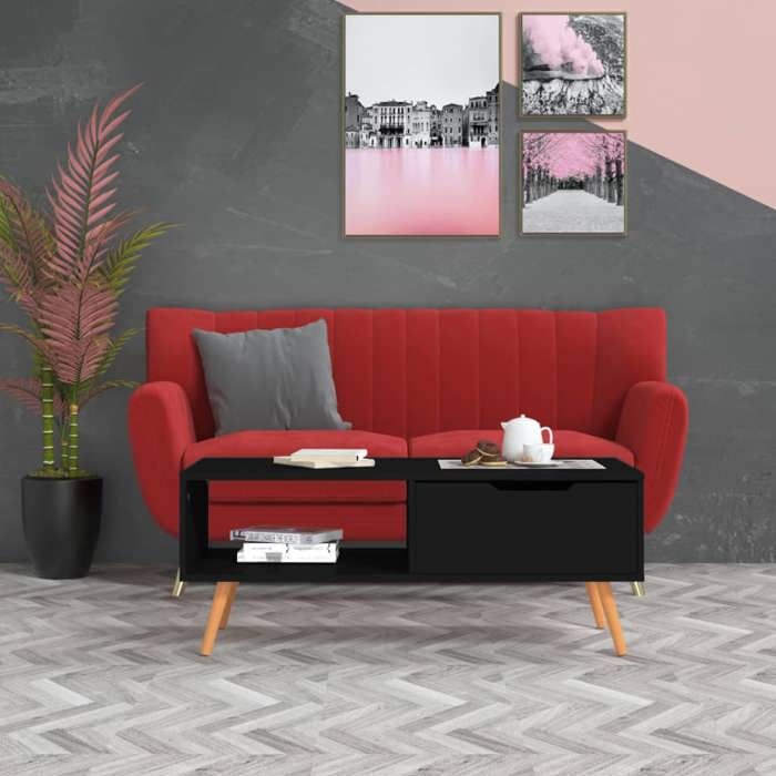 vidaXL Table basse Noir 100x495x43 cm Aggloméré