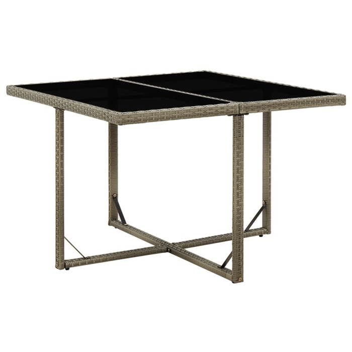 vidaXL Table de jardin 109x107x74 cm Résine tressée et verre 316765