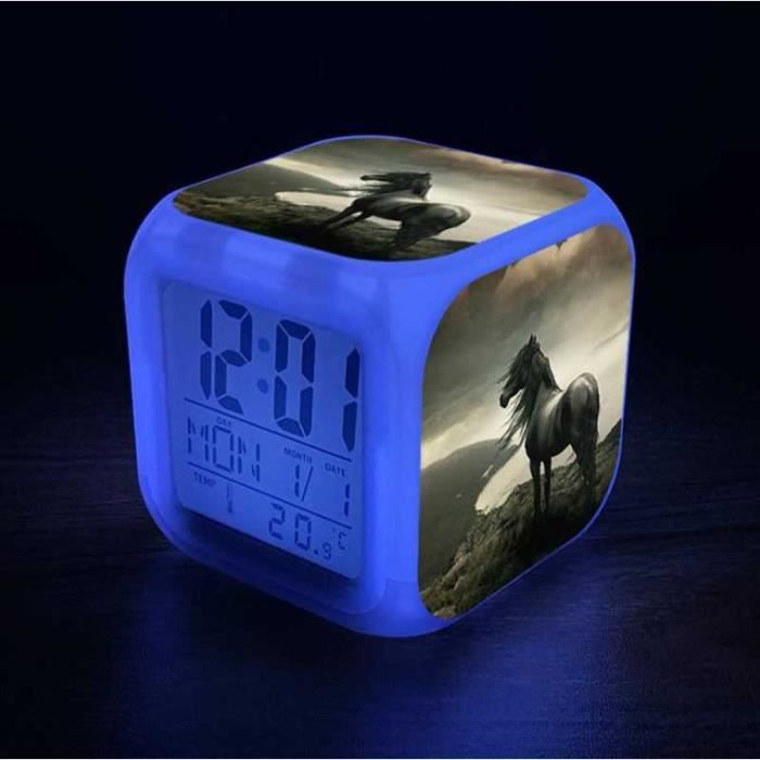 Réveil Photo Personnalisé Réveil 7-Couleurs Veilleuse LED