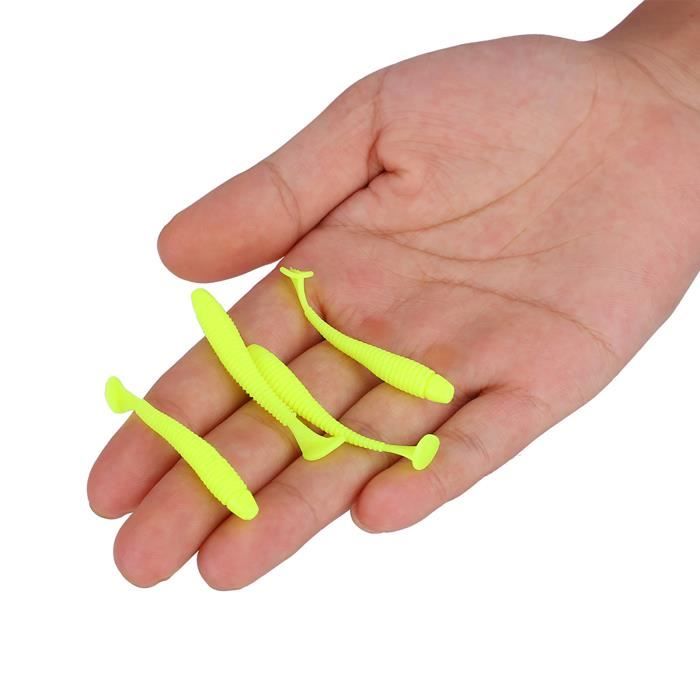 Lot De 35 Tubes Souples Crappie – Appâts Pêche Chartreuse Transparent, Taille 1-4