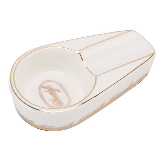 Cendrier à Cigares En Porcelaine Marbre Blanc - 2 Repos-Cigares - Élégant Et Facile à Nettoyer