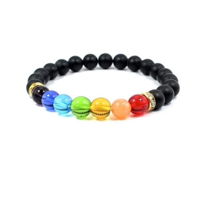 Bracelet 7 Chakras - Pierres Naturelles Volcaniques Trésor Ethnique