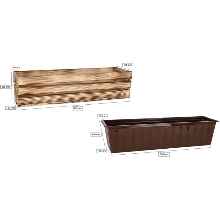 Fioriera con gambe PP nero 160x40x42 cm | Leroy Merlin