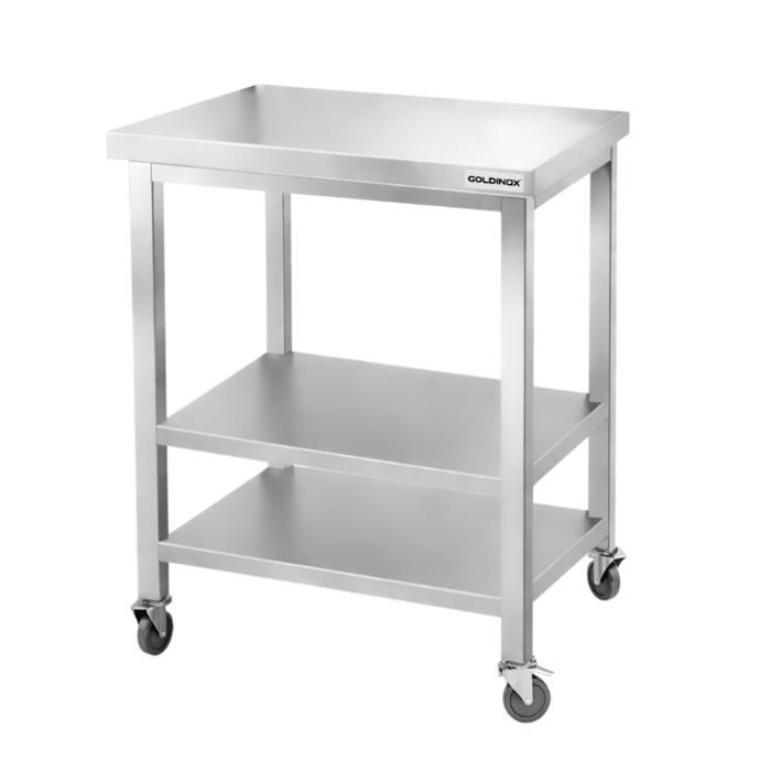 Table de travail en inox Bar 500x500 mm avec 2 ?tag?res inf?rieures sur ...