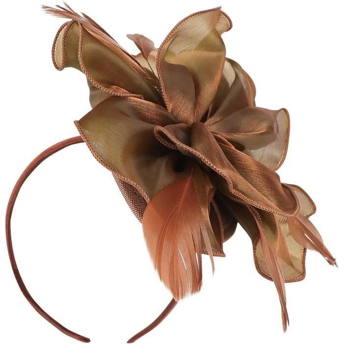 Chapeau Fascinator Femme Avec Fleur Plumes - Bibi Mariage Cérémonie Élégant