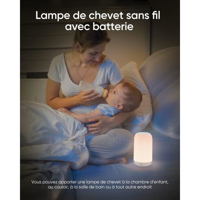 GIACOMO Lampe de Chevet Sans Fil, Veilleuse Tactile Dimmable avec