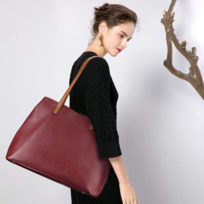 Women Soft Genuine Leather Handbag Large Capacity Shoulder Hobo Bag Fit For 13 Laptop n25948 Cdiscount Bagagerie Maroquinerie