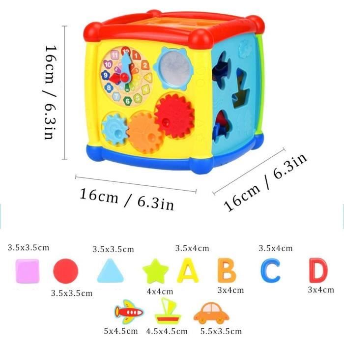 Musique Cube d'Activites pour Bebe, Multifonctions 6 en 1 Jouets  d'apprentissage Precoce Cadeaux pour Tout-Petits 6-18 Mois a5