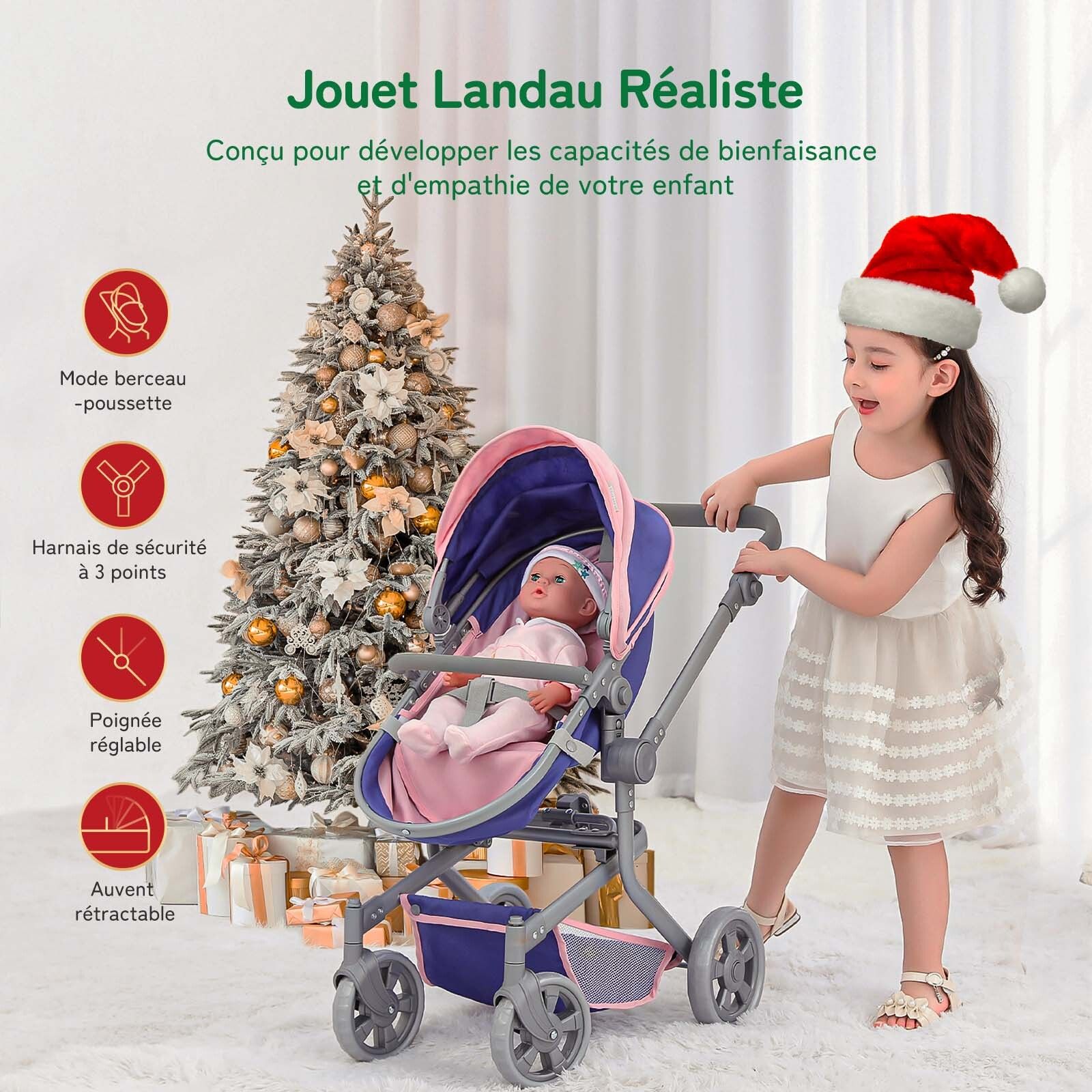 3X(POUPEES POUSSETTE BUGGY poussette Landau pliable jouet poupee