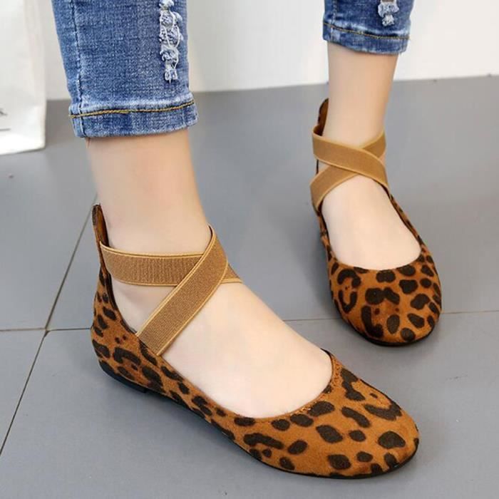 Chaussures Femme Ballerines avec Cordons Crois e Cheville Pointu