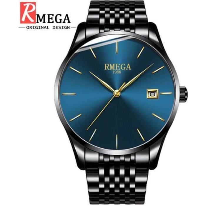 RMEGA Montre Hommes Ultra mince Quartz Etanche Montre Hommes de
