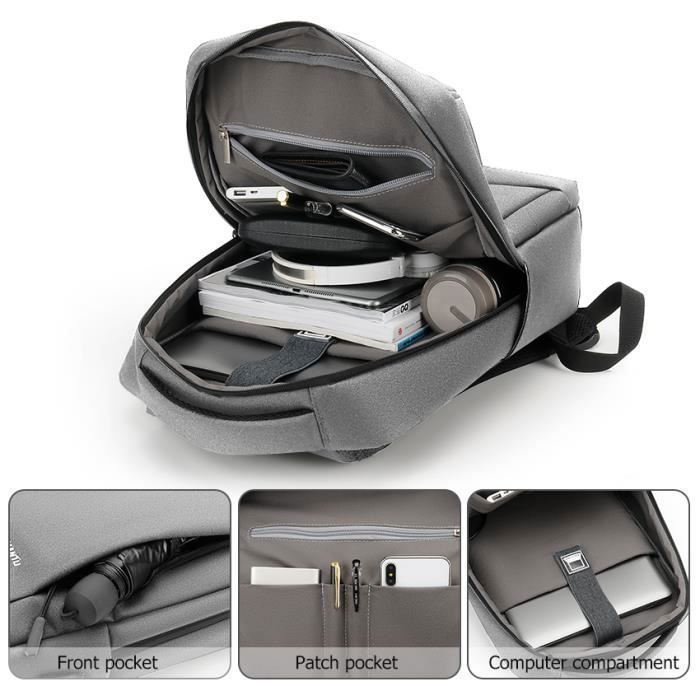 Sac à dos en cuir PU pour hommes, avec chargeur USB, pour