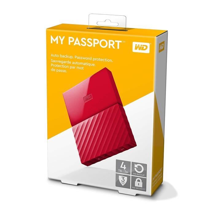 WD My Passport 4To Rouge + 1 Housse Offerte - Cdiscount Informatique