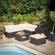 Salon de jardin lounge en polyrotin 16 pièces Canapé de jardin avec table Ensemble de jardin modulable noir crème-2