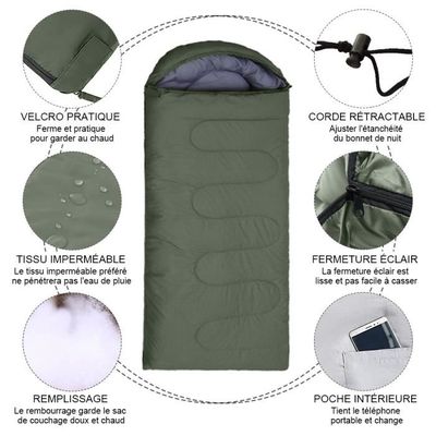 Sac De Couchage 4 Saisons 210x75 Cm – Léger 1350 G, Imperméable, Rangement Compact – Pour Adulte Et Enfant, Camping Rando