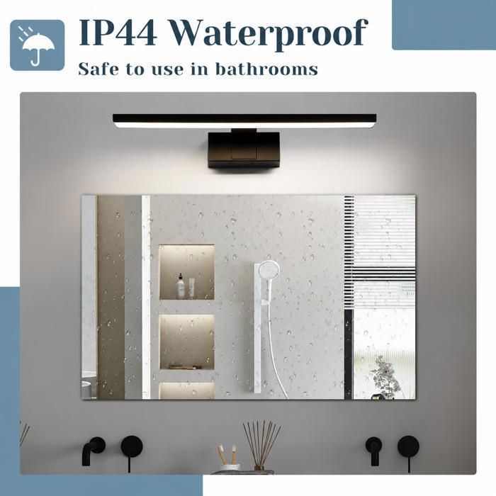 GBLY Lampe De Miroir LED Pour Salle De Bain - Applique Noire Pour Salle De Bain 8 W Applique Murale Etanche Ip44 Blanc Neutre 4000 K Lampe De Maquillage Pour Armoire De Salle De Bain 40 Cm 84661715