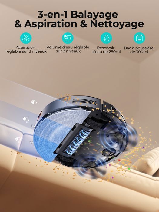 Robot Nettoyeur Intelligent Automatique – Sans Fil, 120 Min D’autonomie
