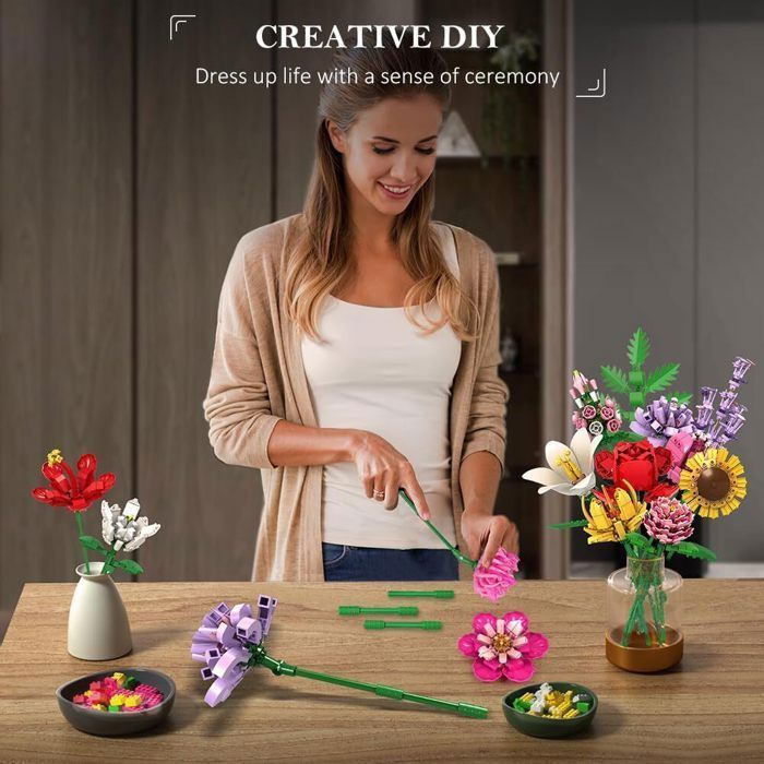 Kit De Construction Bouquet Floral De 770 Pièces - Fleurs