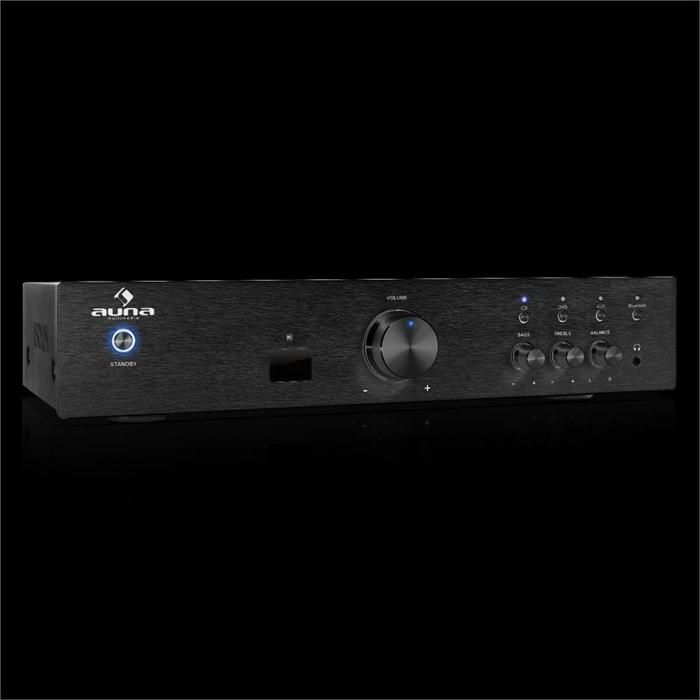 Amplificateur Audio Stéréo Auna Avec Bluetooth - 4 Zones, 8x40W RMS - Design Rétro - Pour Hi-Fi, Maison, Fête
