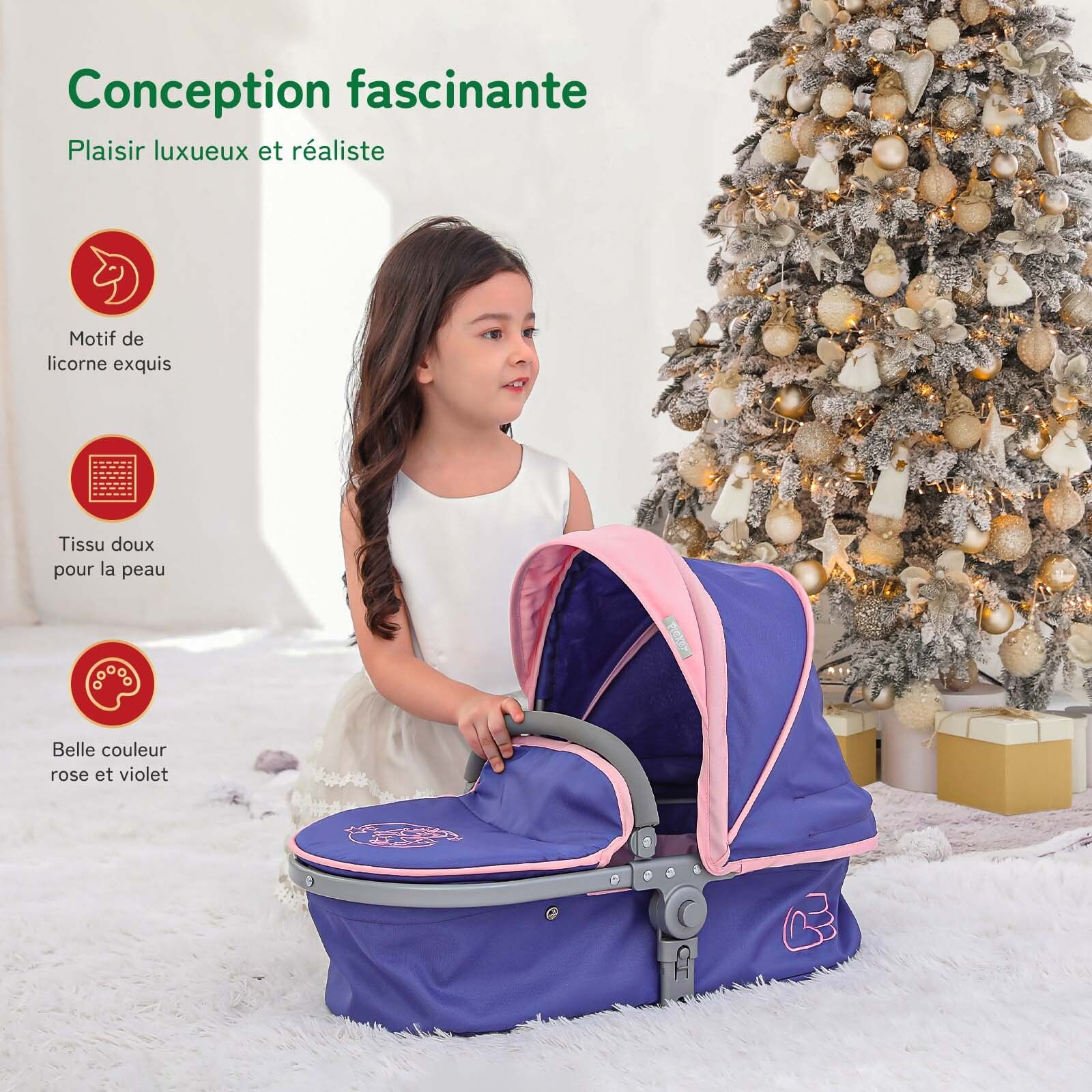 Poussette landau 3 en 1 pliable de luxe pour bébé fille, poussette bébé  réglable, ressorts anti-chocs, poussette pour nouveau-né et enfant (couleur  : rose) : : Bébé et Puériculture