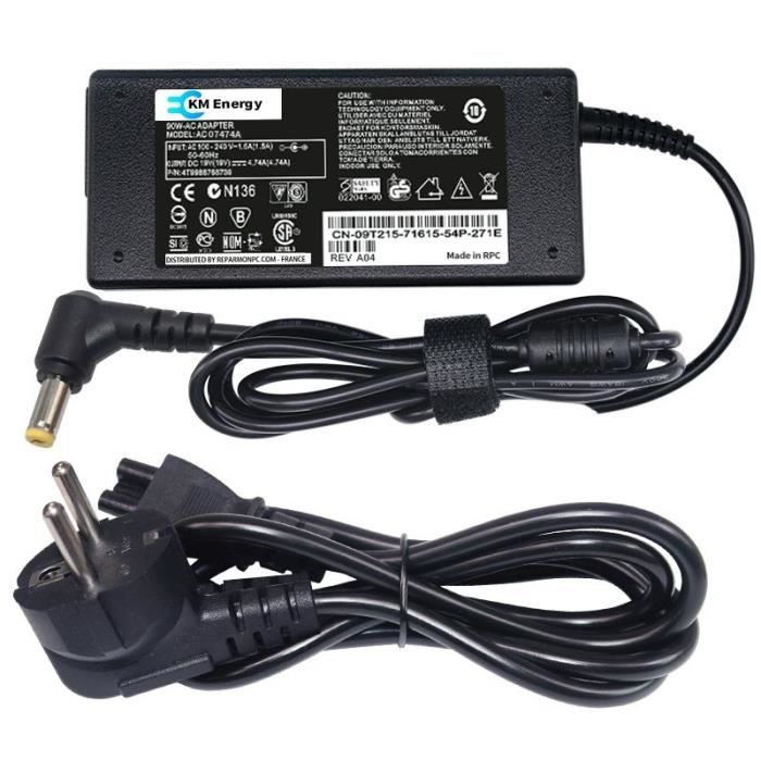 Chargeur pour ordinateur portable 90W 19V 4.74A AC pour HP Dell Toshiba IBM Lenovo Acer ASUS Samsung Sony Fujitsu Gateway Notebook Adaptateur secteur