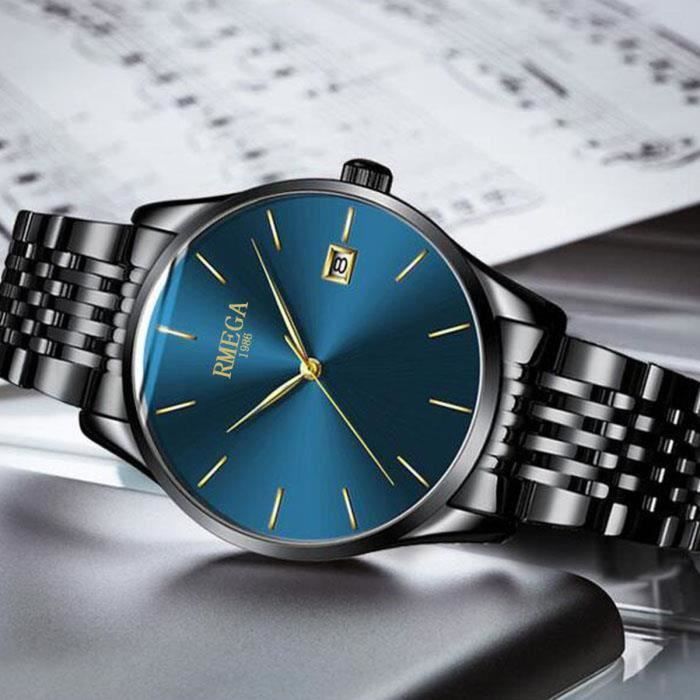 RMEGA Montre Hommes Ultra mince Quartz Etanche Montre Hommes de