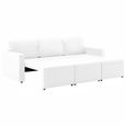 3025Good| Canapé-lit modulaire 3 places Mode,Sofa de salon Retro Design,,Canapé d'angle Réversible Convertible, Blanc Similicuir-3