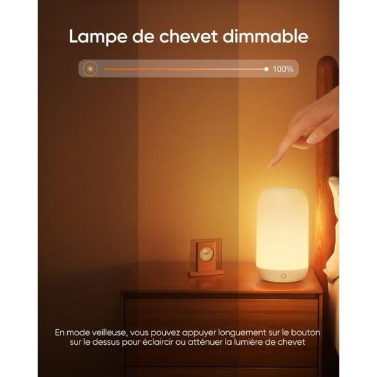Lampe de Bureau Lampe de Chevet sans Fil Tactile Dimmable LED avec Batterie  Lampe de Lit pour Enfants Portable RVB Lumière[320] - Cdiscount Maison