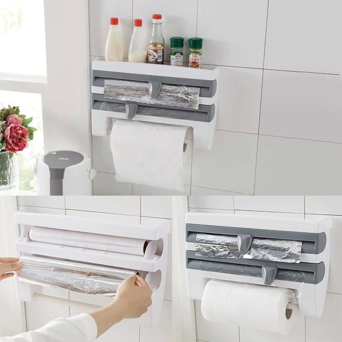 Porte-Rouleau Essuie-Tout Blanc Inox – Distributeur Cuisine Lesté Antidérapant, Design Élégant Et Pratique