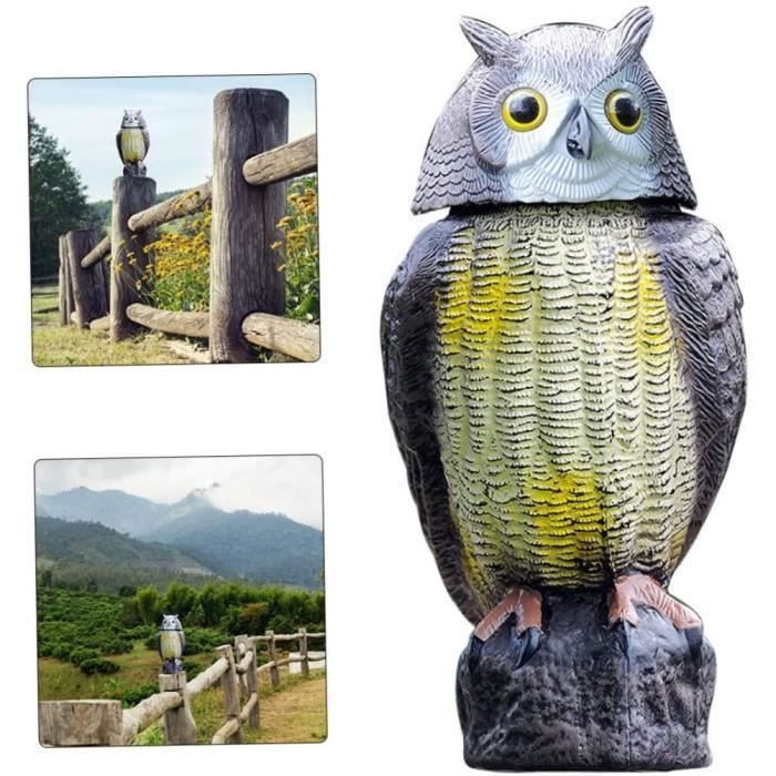Hibou Solaire Effaroucheur Oiseaux - Décoration Jardin Réaliste - Yeux Lumineux Anti-Nuisibles