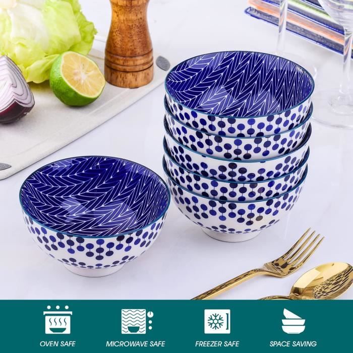 Bol En Céramique HENXFEN LEAD – Lot De 4 – 240 ML – Céleste – Va Au Micro-ondes, Four, Lave-vaisselle – Sans Plomb