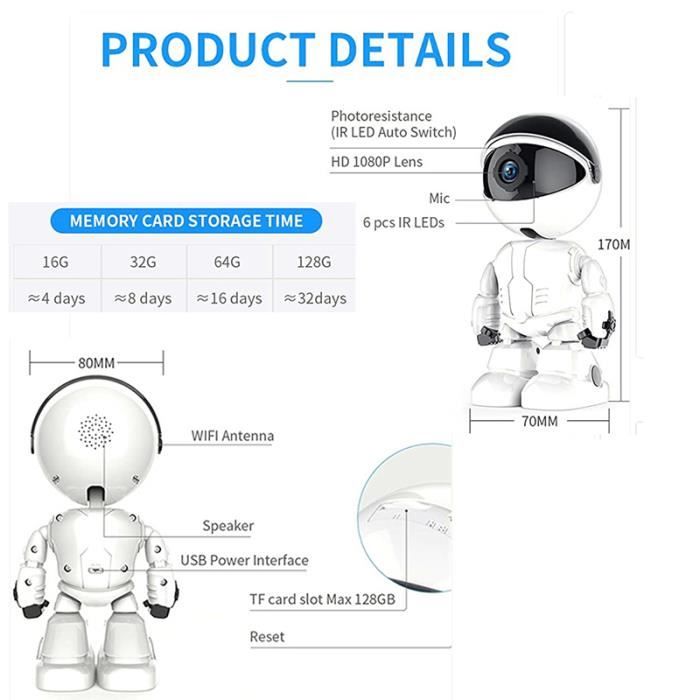 Xenocam Caméra de sécurité extérieure WiFi 1080p sans Fil IP Caméra