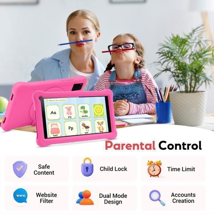 Tablette Enfant 7 Pouces K7 Quad Core Android 32 Go Bleu - Neuf