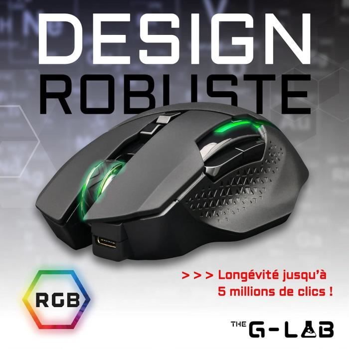 Souris gaming RGB sans fil THE G-LAB 7200 DPI - Noir - Cdiscount  Informatique
