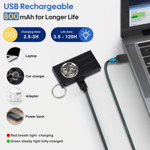 2.1 Rechargeable LED Porte-clés Lampe Poche, EDC Portable Petit Torche