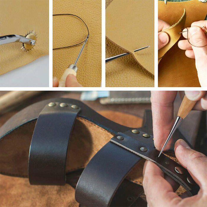 Kit Outils Couture Cuir 39 Pièces - Aiguilles Fil Ciré Pour Réparation Sièges, Sacs Et Cuir