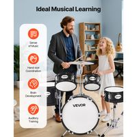 VEVOR – Batterie 5 Pièces Enfant – Grosse Caisse 35,56 Cm – Tom, Caisse Claire, Cymbales – Siège, Baguettes – Bleu – 6-13 Ans