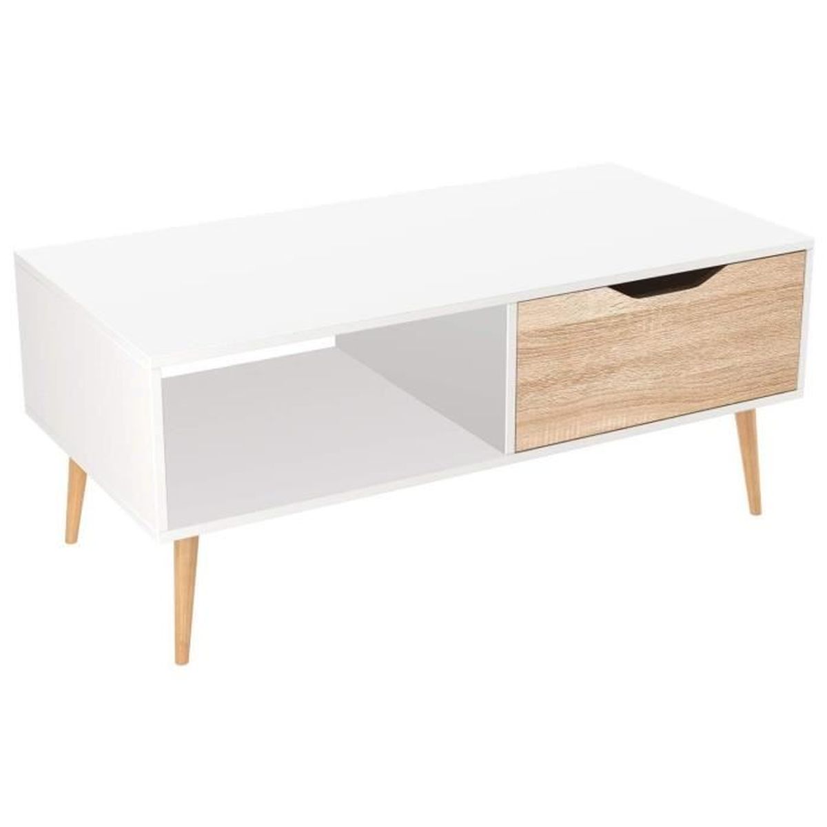 Table Basse Carrée En Bois 1m X 1m - 4 Tiroirs - Bon état - Occasion