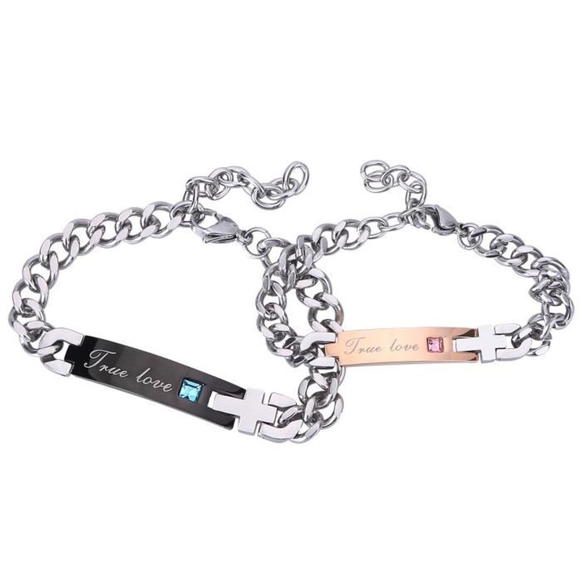 2 20,5 CM BRACELET HOMME MENOTTE EN Blanc ET ACIER BRILLANT